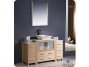 Fresca Torino 54 Light Oak Modern Bathroom Vanity w 2 Side Cabinets Vessel Sink
