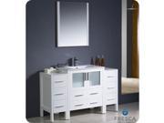 Fresca Torino 54 White Modern Bathroom Vanity w 2 Side Cabinets Integrated Sink