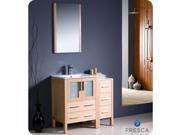 Fresca Torino 36 Light Oak Modern Bathroom Vanity w Side Cabinet Integrated Sink
