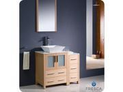 Fresca Torino 36 Light Oak Modern Bathroom Vanity w Side Cabinet Vessel Sink