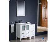 Fresca Torino 36 White Modern Bathroom Vanity w Side Cabinet Integrated Sink