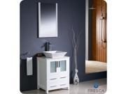 Fresca Torino 24 White Modern Bathroom Vanity w Vessel Sink