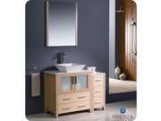 Fresca Torino 42 Light Oak Modern Bathroom Vanity w Side Cabinet Vessel Sink