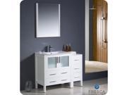 Fresca Torino 42 White Modern Bathroom Vanity w Side Cabinet Integrated Sink
