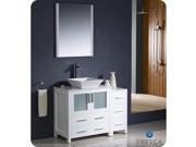 Fresca Torino 42 White Modern Bathroom Vanity w Side Cabinet Vessel Sink