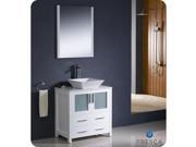 Fresca Torino 30 White Modern Bathroom Vanity w Vessel Sink