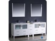 Fresca Torino 84 White Modern Double Sink Bathroom Vanity w Side Cabinet Integrated Sinks