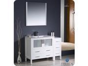 Fresca Torino 48 White Modern Bathroom Vanity w Side Cabinet Integrated Sink
