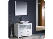Fresca Torino 36 White Modern Bathroom Vanity w Vessel Sink