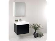 Fresca Nano Black Modern Bathroom Vanity w Medicine Cabinet