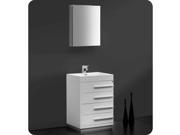 Fresca Livello 24 White Modern Bathroom Vanity w Medicine Cabinet