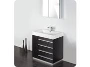 Fresca Livello 30 Black Modern Bathroom Vanity w Medicine Cabinet