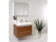 Fresca Medio Teak Modern Bathroom Vanity w Medicine Cabinet