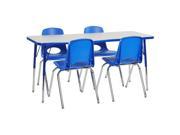 ECR4Kids Rect. 24 x60 Table GBL SS 4 16 BLG Chairs ELR14108P4X16 GBLSS