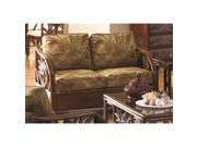 Hospitality Rattan Cancun Palm Upholstered Rattan Wicker Loveseat in TC Antique Finish with Cushions 401 1365 TCA L