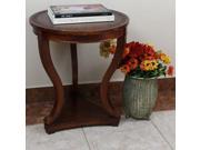 International Caravan Carved Round Serpentine Table Brown Stain 3833