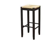 American Heritage Rattan Stool in Black w Natural Seagrass 30 Inch [Set of 2]
