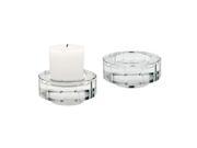 Lazy Susan Round Windowpane Crystal Candleholders Large. Set Of 2 980015 S2