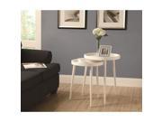 Monarch Specialties White 2 Piece Nesting Table Set Large Table i3081