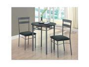 Monarch Specialties Black Silver Metal 3 Piece Bistro Set i3095