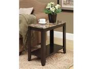 Monarch Specialties Cappuccino Marble Top Accent Side Table i3114