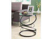 Monarch Specialties Inc Matte Black Metal Accent Table w Tempered Glass i3317