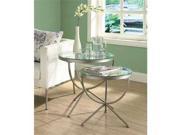 Monarch Specialties Satin Silver 2 Piece Nesting Table Set i3322