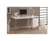 Monarch Specialties Inc White Hollow Core Silver Metal 60 L Office Desk i7046