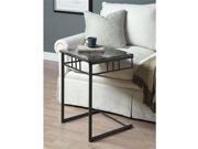Monarch Specialties Grey Marble Charcoal Metal Snack Table i3063