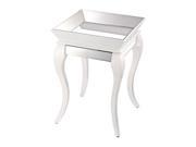 Sterling Industries Side Table With Bent Glass In White Gloss White Silver Gloss White Silver 114 79