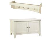 Alaterre Shaker Cottage Storage Bench Coat Hooks w Tray Ivory ASCA0509IV