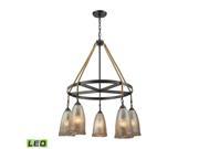 Elk Lighting Hand Formed Glass 5 Light LED Chandelier In Oil Rubbed Bronze 10438