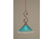 Toltec Lighting Bronze Finish Mini Pendant 10 Teal Crystal Glass 50 BRZ 448