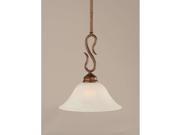 Toltec Lighting Swan Mini Pendant Bronze 10 White Marble Glass 20 BRZ 515