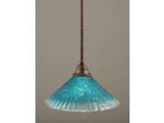 Toltec Lighting Stem Pendant Bronze Finish 16 Teal Crystal Glass 26 BRZ 715