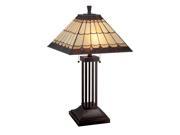 Lite Source Arty 2 Light Table Lamp Dark Bronze Tiffany Shade LS 22260