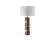 Nova Lighting Pacman Table Lamp Carib. Walnut Nickel White Textured 1010859