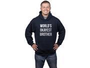 Worlds Okayest Brother Funny Family Pull Over Sweater Hoodie Navy Blue M