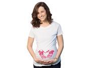 Maternity Pink Hand Prints Funny Girl Gender Pregnancy Tee for Ladies L