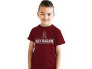 Youth End Vegetarian Violence Eat Bacon Funny Protest Parody T shirt for Kids L