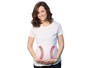 Maternity Baseball Laces Sport Announcement Pregnancy T shirt for Ladies White L
