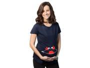 Maternity Peeking Crab Announcement Tee Funny Pregnancy T shirt Navy XXL