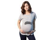 Maternity Cat Sleeping on Baby Bump Funny Announcement Pregnancy Tee Grey M