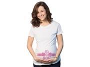 Maternity It’s a Girl Pink Bow Announcement Tee Pregnancy T shirt White L