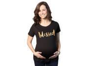 Maternity Blessed Cute Gold Shimmer Ink Pregnancy Announcement Tee Black XL