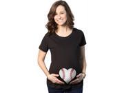 Maternity Baseball Heart Bump Funny Pregnancy Announcement T shirt Black XXL