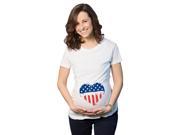 Maternity USA Heart American Flag Announcement Funny Pregnancy T shirt White S