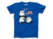 Youth Three Eagles Independence Day American Flag 4th of July T shirt Royal Blue XL