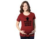 Maternity Pizza Goes Here Funny Arrow Pointing Announcement Pregnancy T shirt L