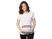 Maternity Warning May Kick At Any Time Funny Pregnancy Announcement T shirt White L